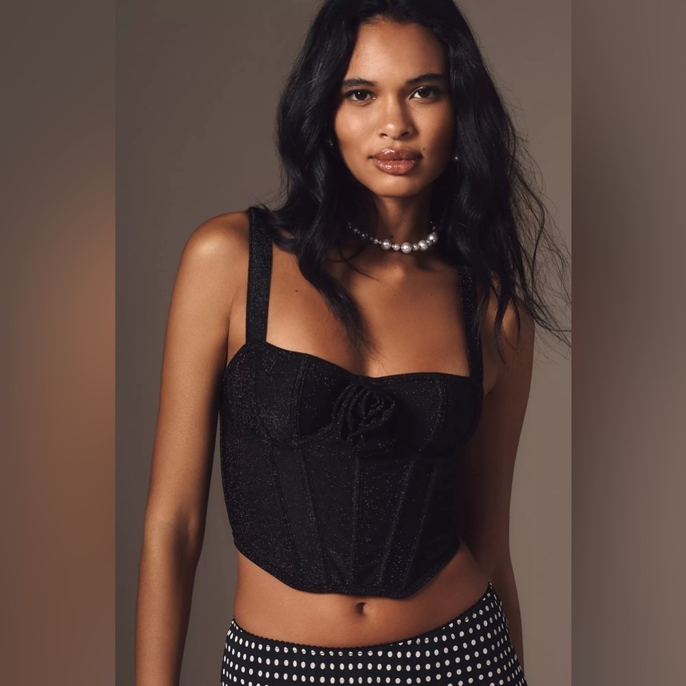NWT By Anthropologie Shine Rosette Bustier Top
